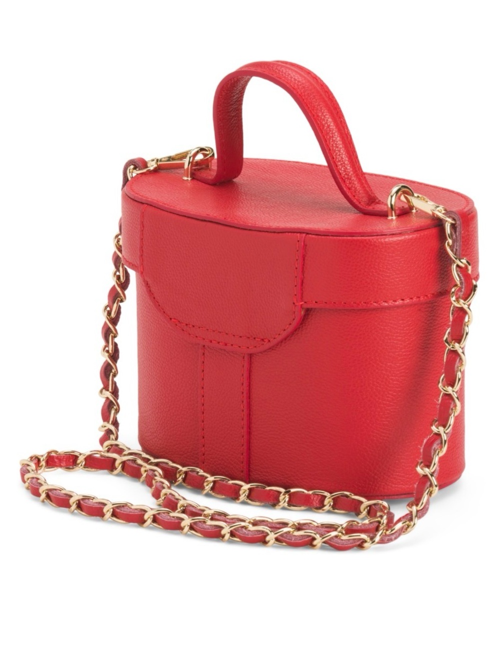 New Viola Castellani Red Leather Top-Handle Crossbody Bag with Gold Chain - Picture 5 of 13